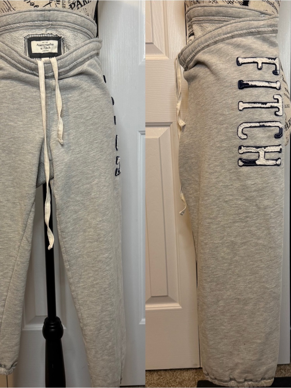 Abercrombie & Fitch Light Gray Sweat Joggers with Side Logo